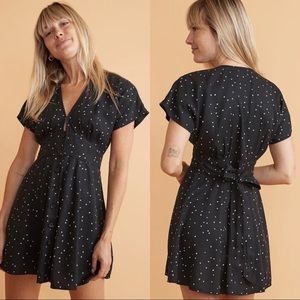 Black Polka Dot Short Sleeve Mini Dress